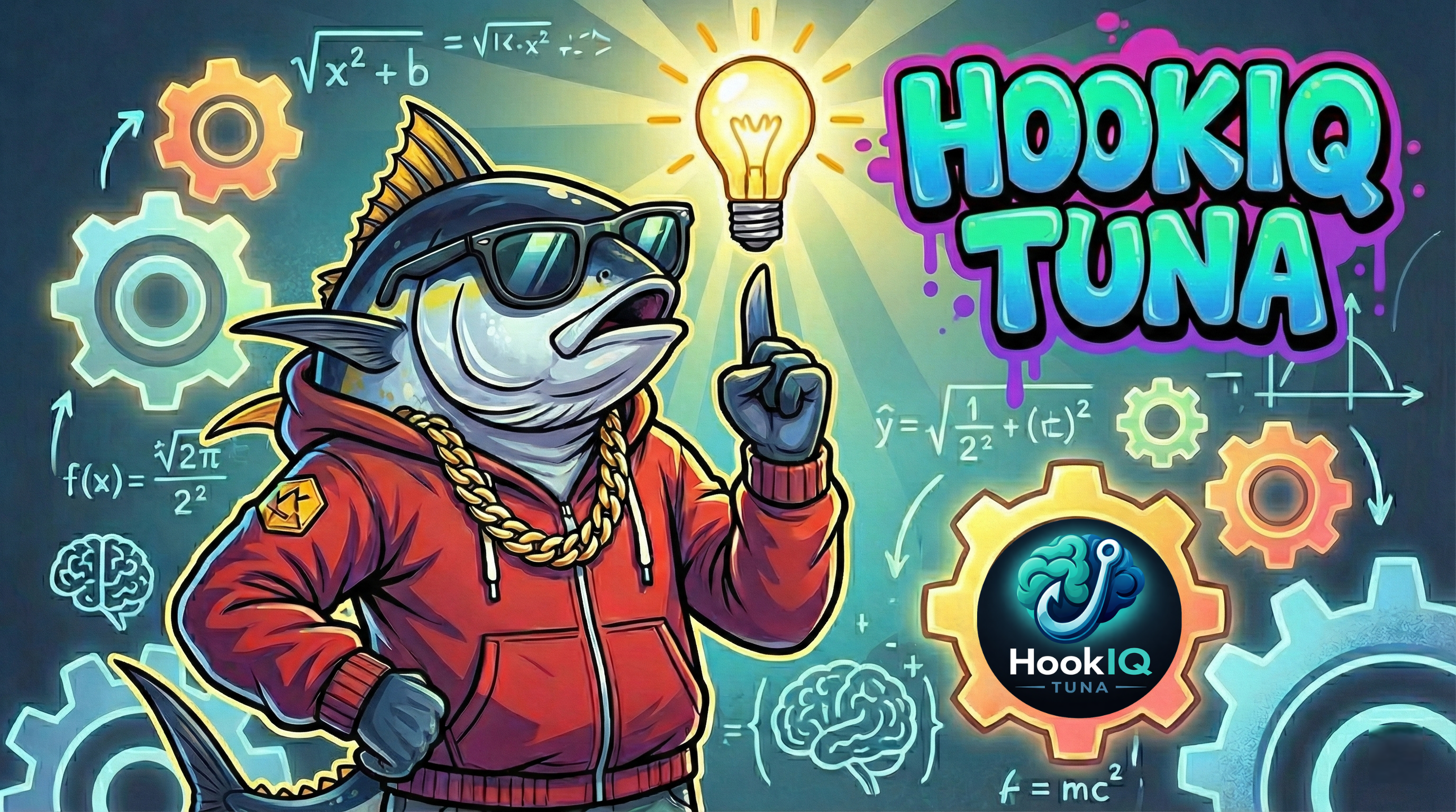 HookIQ Tuna Maskottchen — Hochsee-Angel-App mit KI, Strömungsanalyse und Meereskarte