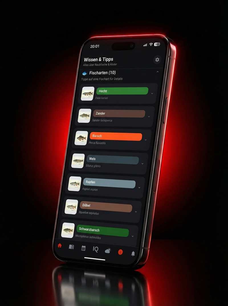 HookIQ Wissen & Tipps — 10 Raubfischarten mit Detailinformationen