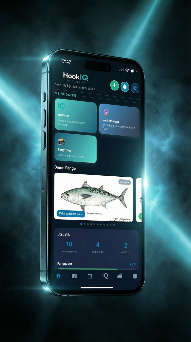 HookIQ Tuna Dashboard — IQ-Analyse, Fangfotos und Statistiken