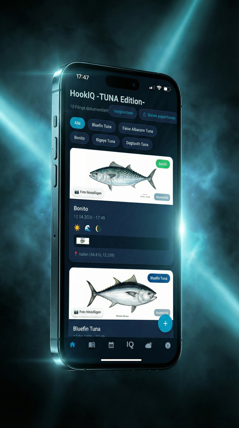 HookIQ Fangtagebuch — Bonito, Bluefin Tuna und Fangeinträge
